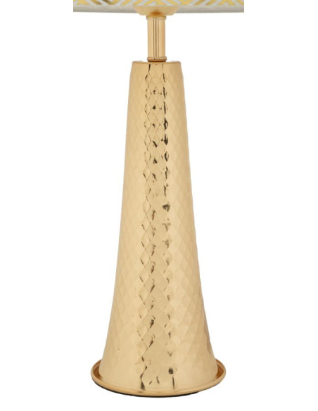 Grande Lampe à poser originale chic Hauteur 54 cm Métal Doré Tissu Blanc Tower 