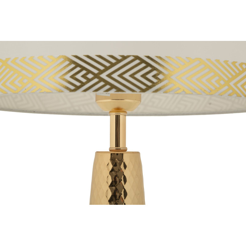 Grande Lampe à poser originale chic Hauteur 54 cm Métal Doré Tissu Blanc Tower 