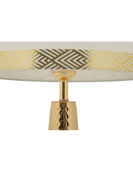 Grande Lampe à poser originale chic Hauteur 54 cm Métal Doré Tissu Blanc Tower 