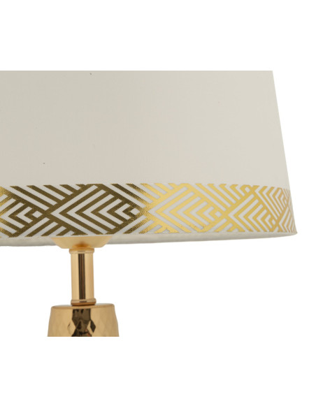 Grande Lampe à poser originale chic Hauteur 54 cm Métal Doré Tissu Blanc Tower 