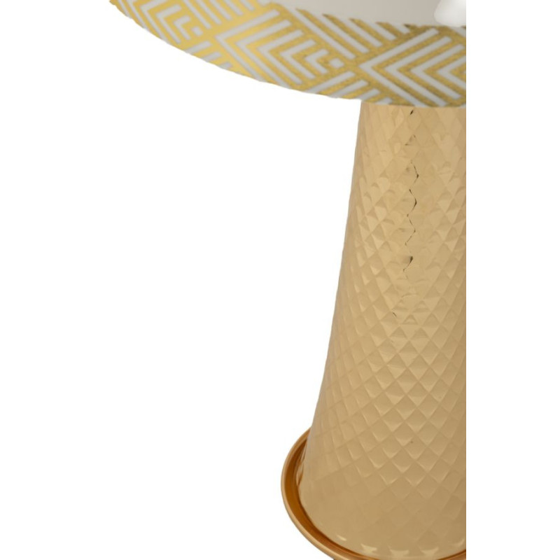 Grande Lampe à poser originale chic Hauteur 54 cm Métal Doré Tissu Blanc Tower 