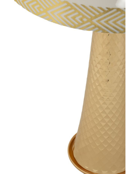 Grande Lampe à poser originale chic Hauteur 54 cm Métal Doré Tissu Blanc Tower 