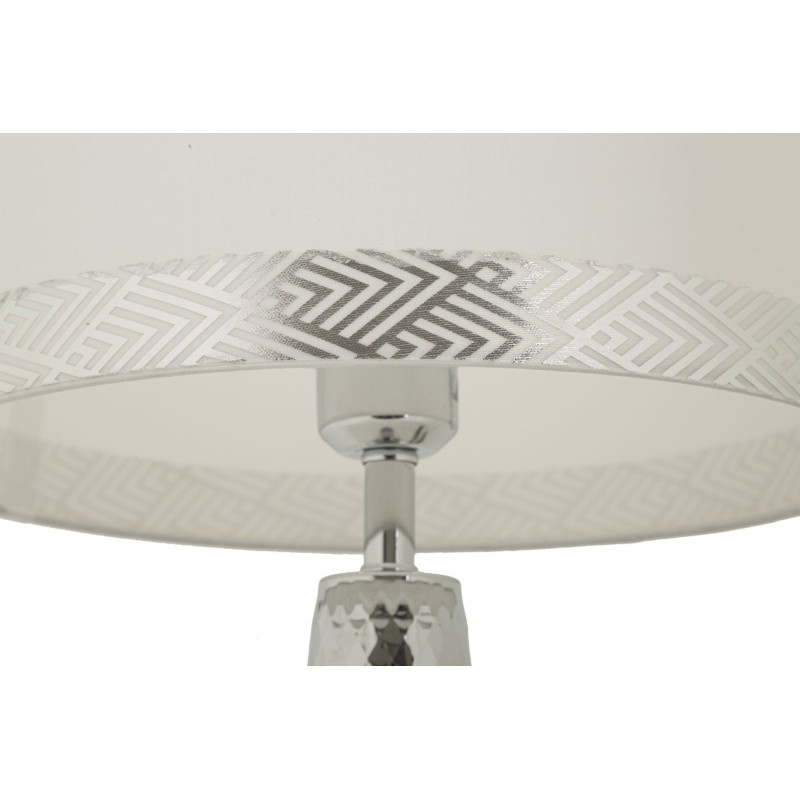 Grande Lampe à poser originale chic Hauteur 54 cm Métal Argenté Tissu Blanc Tower 