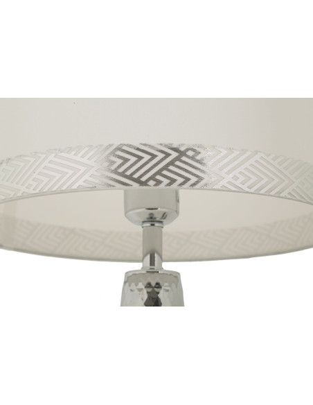 Grande Lampe à poser originale chic Hauteur 54 cm Métal Argenté Tissu Blanc Tower 