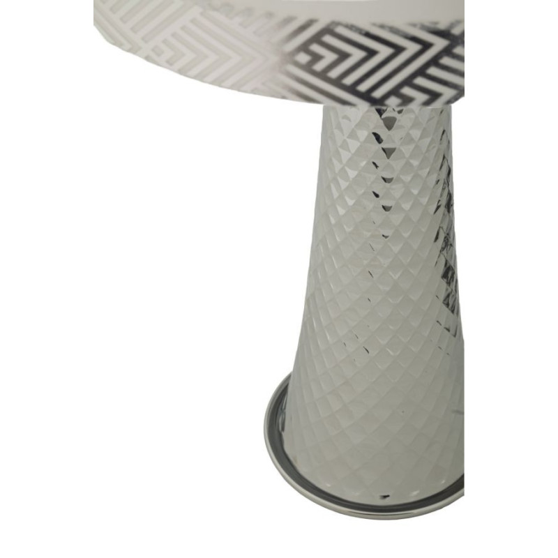 Grande Lampe à poser originale chic Hauteur 54 cm Métal Argenté Tissu Blanc Tower 