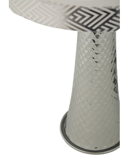 Grande Lampe à poser originale chic Hauteur 54 cm Métal Argenté Tissu Blanc Tower 