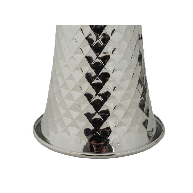 Grande Lampe à poser originale chic Hauteur 54 cm Métal Argenté Tissu Blanc Tower 