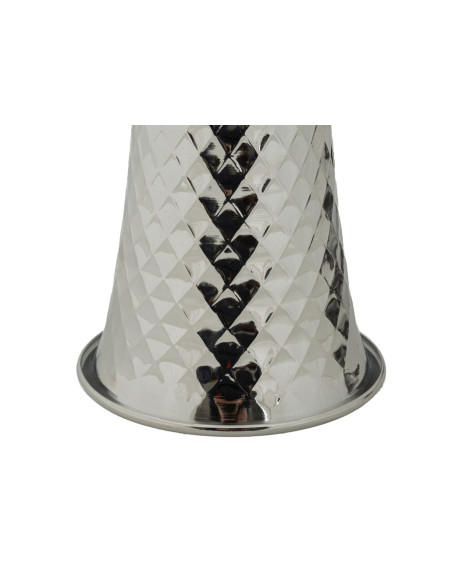 Grande Lampe à poser originale chic Hauteur 54 cm Métal Argenté Tissu Blanc Tower 