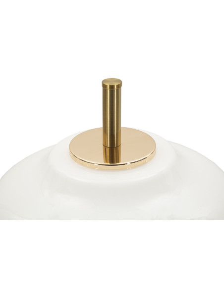 Lampe à poser rétro chic Hauteur 46 cm Verre Blanc Métal Doré Noir Vintage 