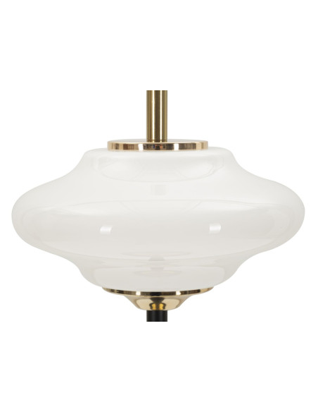 Lampe à poser rétro chic Hauteur 46 cm Verre Blanc Métal Doré Noir Vintage 