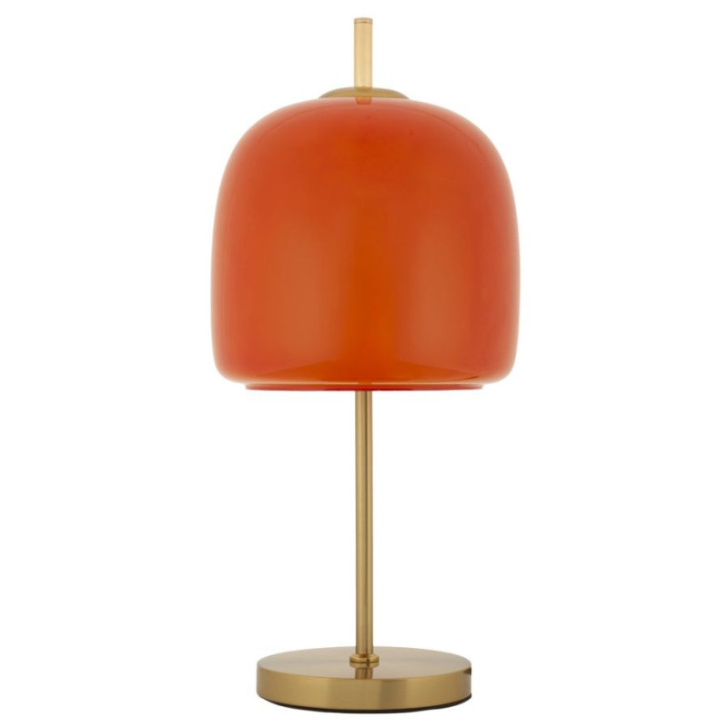 Grande Lampe à poser rétro chic style années 70 Hauteur 53 cm Verre Orange Métal Doré Oldy 