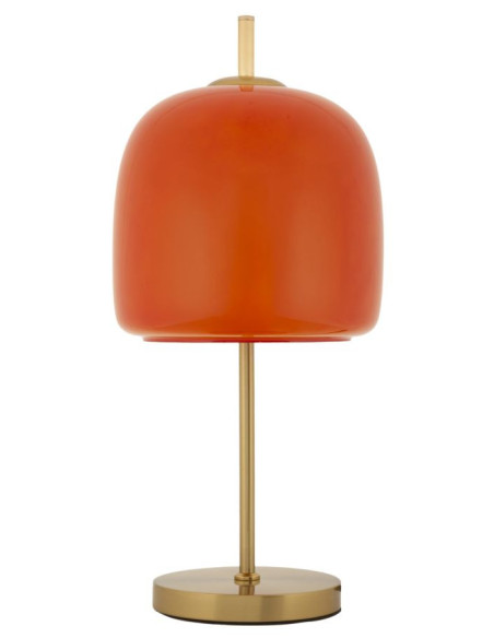 Grande Lampe à poser rétro chic style années 70 Hauteur 53 cm Verre Orange Métal Doré Oldy 