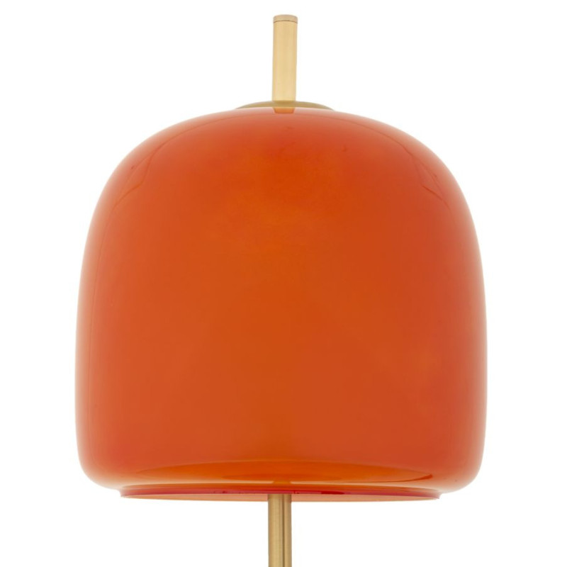 Grande Lampe à poser rétro chic style années 70 Hauteur 53 cm Verre Orange Métal Doré Oldy 