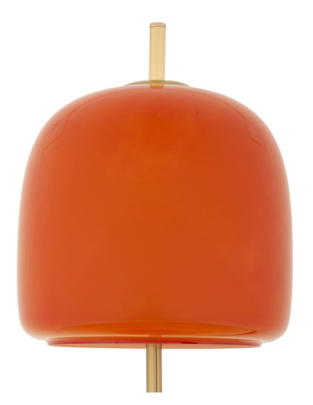 Grande Lampe à poser rétro chic style années 70 Hauteur 53 cm Verre Orange Métal Doré Oldy 