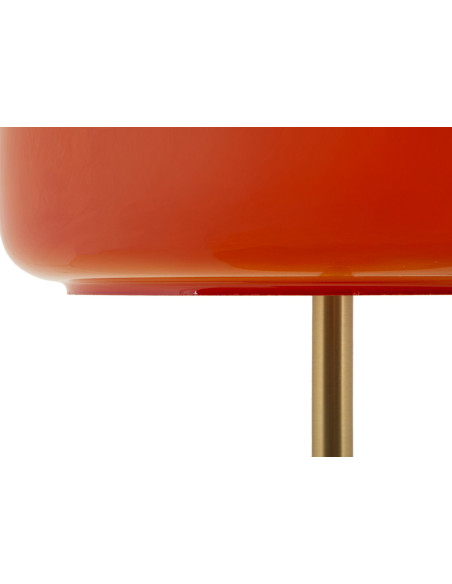Grande Lampe à poser rétro chic style années 70 Hauteur 53 cm Verre Orange Métal Doré Oldy 