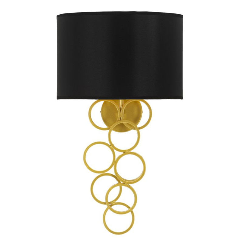 Grande Applique murale style art déco Hauteur 50 cm Métal Doré Tissu Noir Rich 