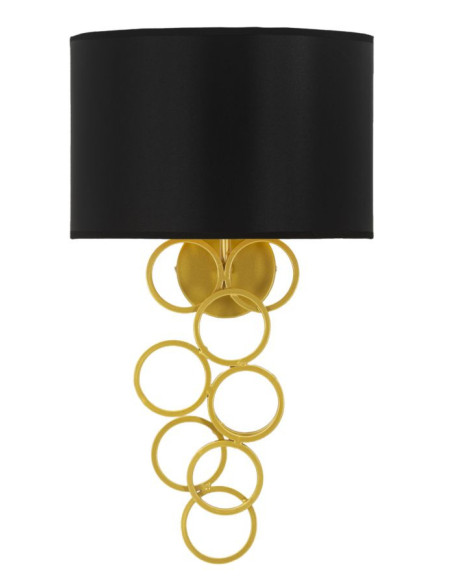 Grande Applique murale style art déco Hauteur 50 cm Métal Doré Tissu Noir Rich 