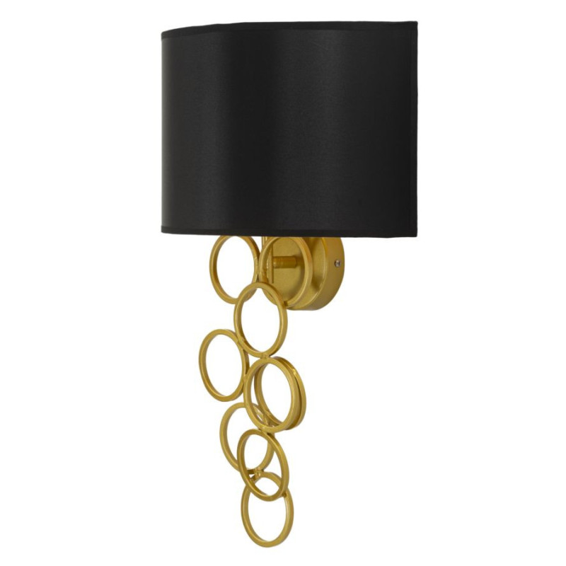 Grande Applique murale style art déco Hauteur 50 cm Métal Doré Tissu Noir Rich 