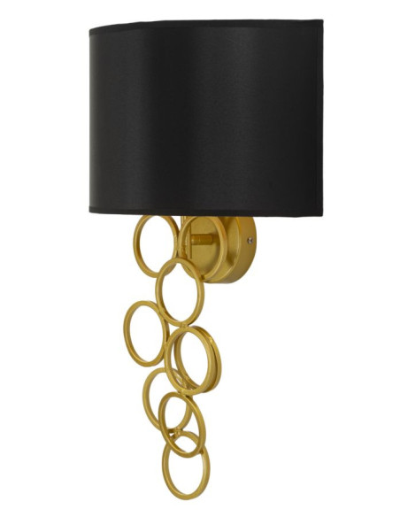 Grande Applique murale style art déco Hauteur 50 cm Métal Doré Tissu Noir Rich 