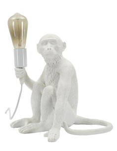 Lampe à poser originale Singe assis Hauteur 32 cm Résine Blanc Monkey 