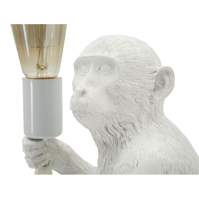 Lampe à poser originale Singe assis Hauteur 32 cm Résine Blanc Monkey 