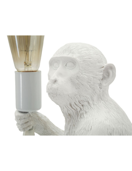 Lampe à poser originale Singe assis Hauteur 32 cm Résine Blanc Monkey 