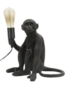 Lampe à poser originale Singe assis Hauteur 32 cm Résine Noir Monkey 