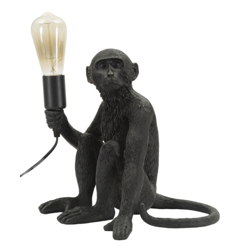 Lampe à poser originale Singe assis Hauteur 32 cm Résine Noir Monkey 