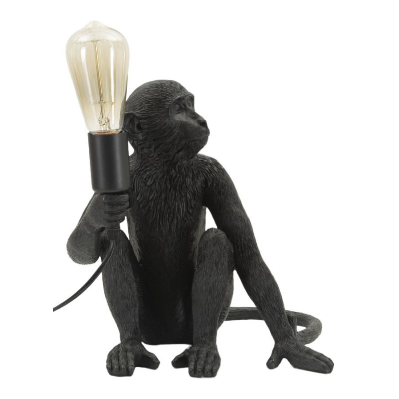 Lampe à poser originale Singe assis Hauteur 32 cm Résine Noir Monkey 