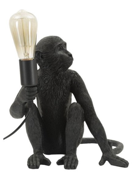 Lampe à poser originale Singe assis Hauteur 32 cm Résine Noir Monkey 
