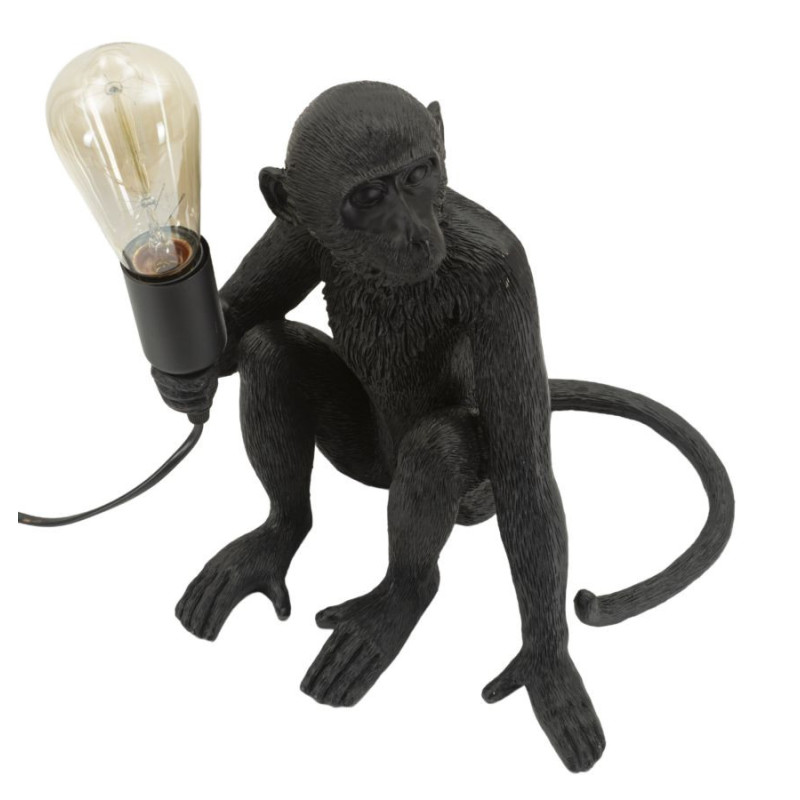 Lampe à poser originale Singe assis Hauteur 32 cm Résine Noir Monkey 