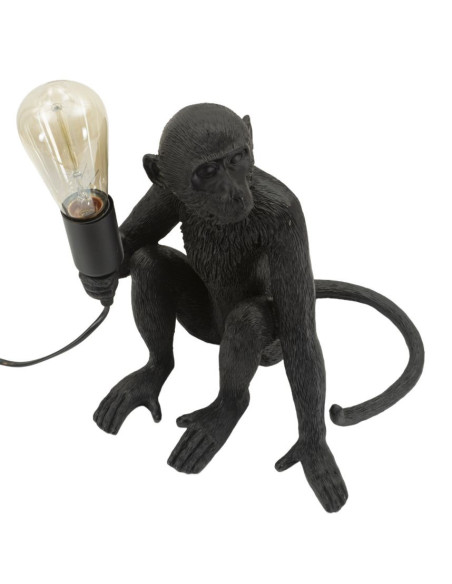 Lampe à poser originale Singe assis Hauteur 32 cm Résine Noir Monkey 