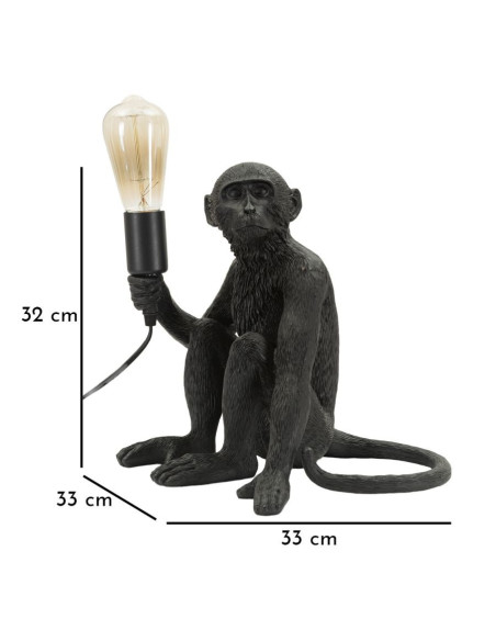 Lampe à poser originale Singe assis Hauteur 32 cm Résine Noir Monkey 