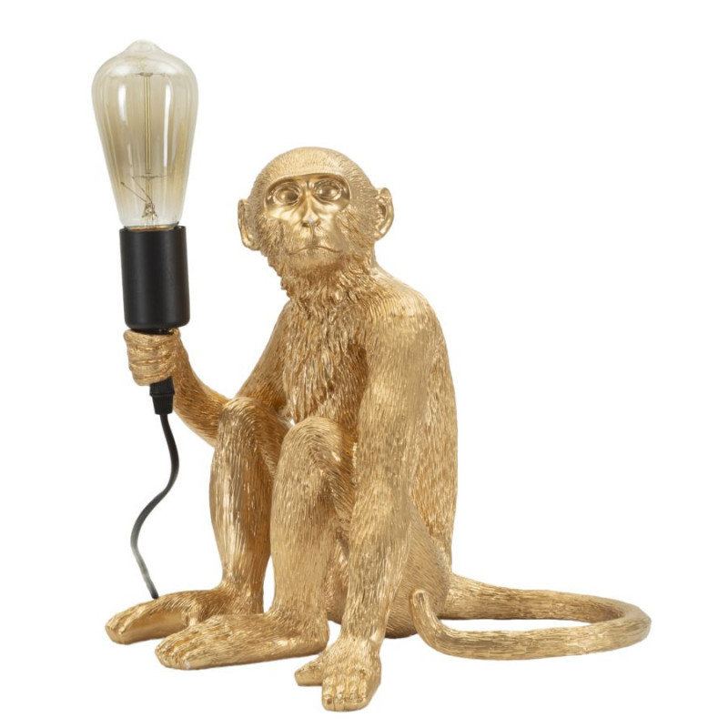 Lampe à poser originale Singe assis Hauteur 32 cm Résine Doré Monkey 