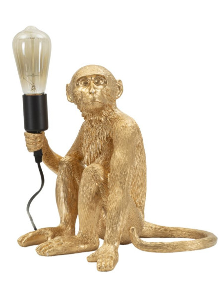 Lampe à poser originale Singe assis Hauteur 32 cm Résine Doré Monkey 
