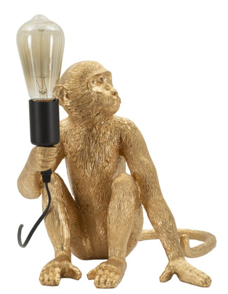 Lampe à poser originale Singe assis Hauteur 32 cm Résine Doré Monkey 