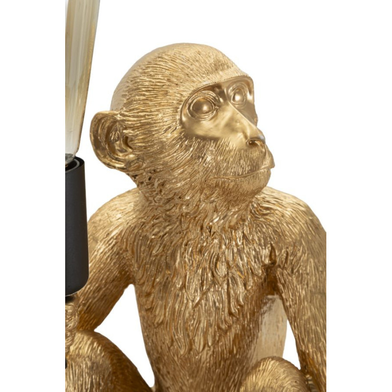 Lampe à poser originale Singe assis Hauteur 32 cm Résine Doré Monkey 