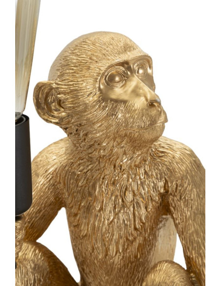 Lampe à poser originale Singe assis Hauteur 32 cm Résine Doré Monkey 