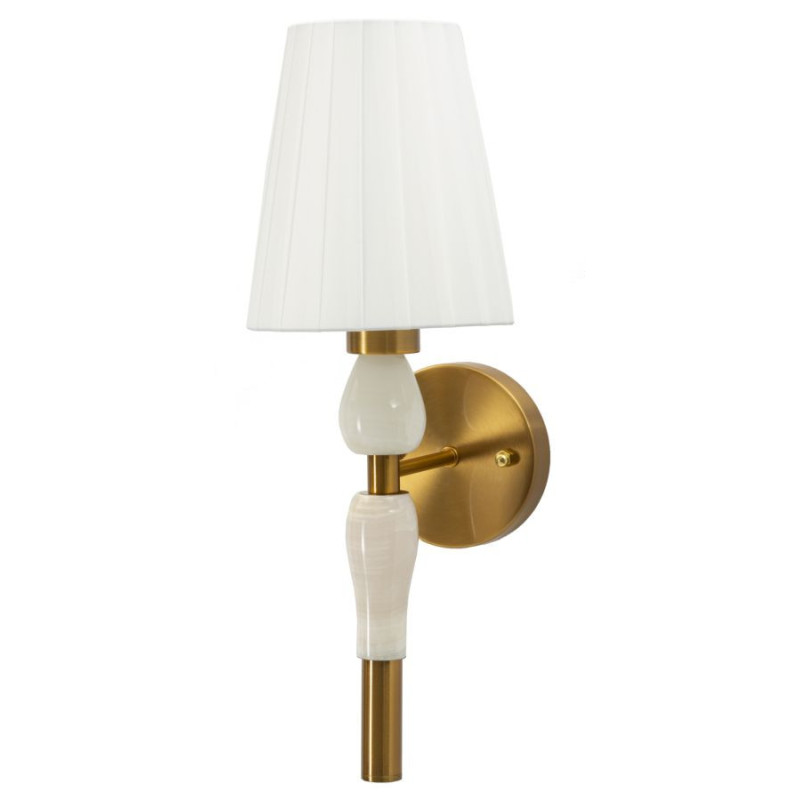 Grande Applique murale classique chic Hauteur 46 cm Métal Doré Tissu Blanc Budapest 