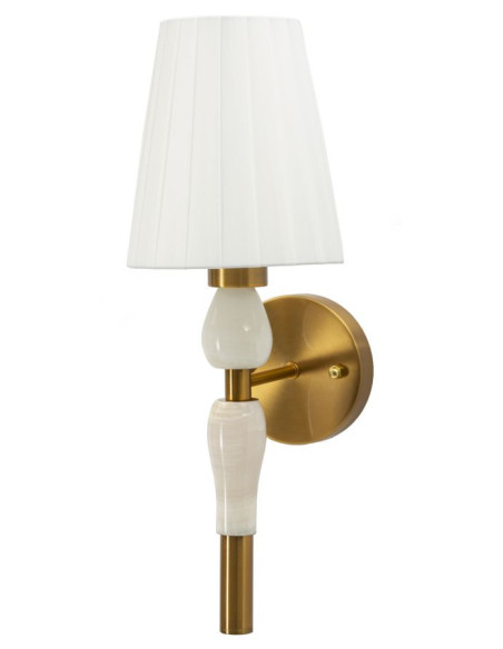 Grande Applique murale classique chic Hauteur 46 cm Métal Doré Tissu Blanc Budapest 