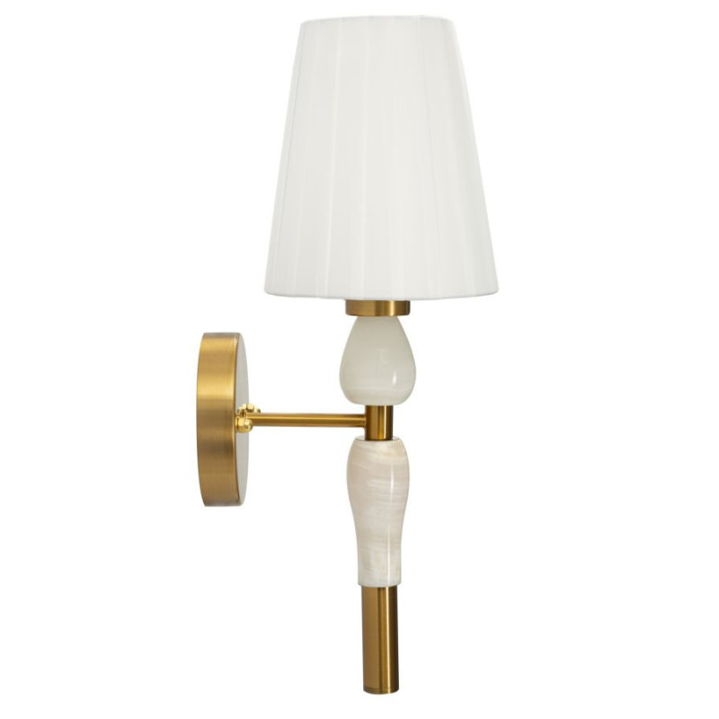 Grande Applique murale classique chic Hauteur 46 cm Métal Doré Tissu Blanc Budapest 