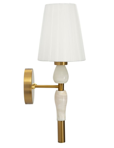 Grande Applique murale classique chic Hauteur 46 cm Métal Doré Tissu Blanc Budapest 