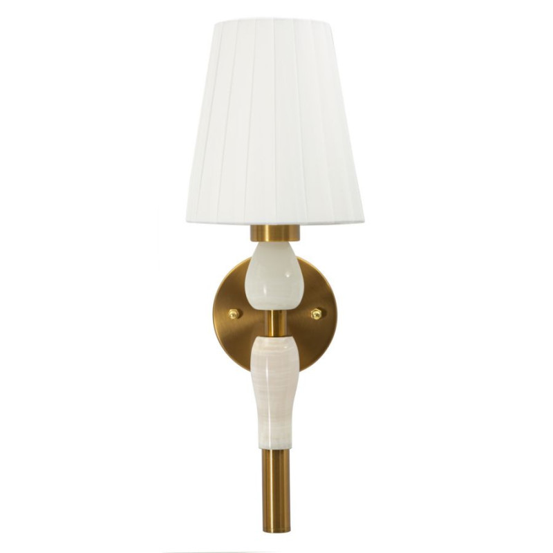 Grande Applique murale classique chic Hauteur 46 cm Métal Doré Tissu Blanc Budapest 