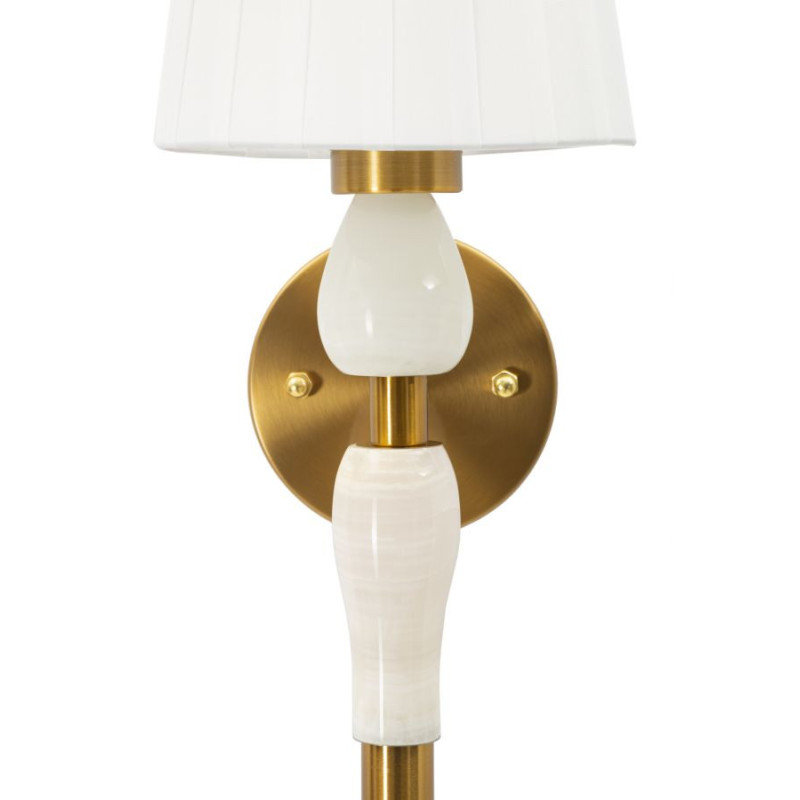Grande Applique murale classique chic Hauteur 46 cm Métal Doré Tissu Blanc Budapest 