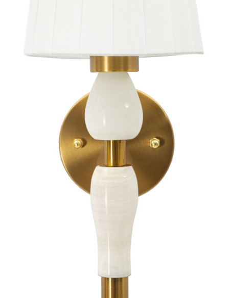 Grande Applique murale classique chic Hauteur 46 cm Métal Doré Tissu Blanc Budapest 