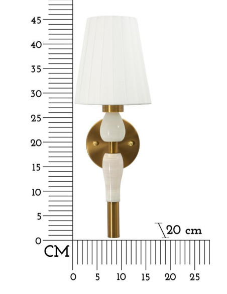 Grande Applique murale classique chic Hauteur 46 cm Métal Doré Tissu Blanc Budapest 