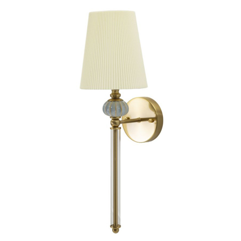 Grande Applique murale hôtel chic Hauteur 57 cm Métal Doré Tissu Blanc Verre Transparent Varsavia 