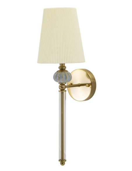 Grande Applique murale hôtel chic Hauteur 57 cm Métal Doré Tissu Blanc Verre Transparent Varsavia 