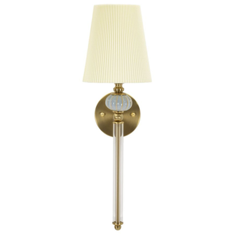 Grande Applique murale hôtel chic Hauteur 57 cm Métal Doré Tissu Blanc Verre Transparent Varsavia 