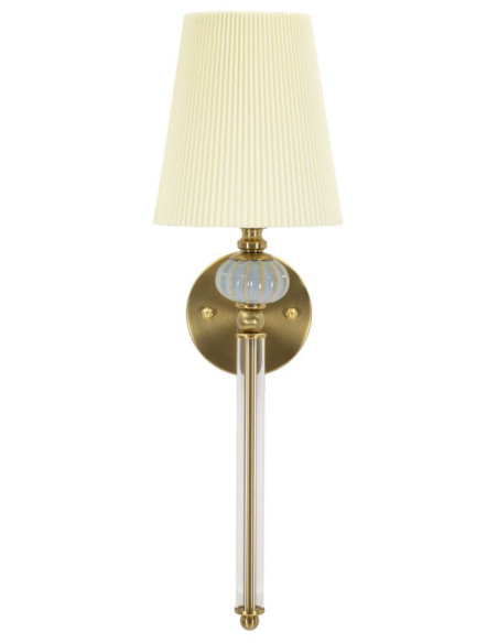 Grande Applique murale hôtel chic Hauteur 57 cm Métal Doré Tissu Blanc Verre Transparent Varsavia 